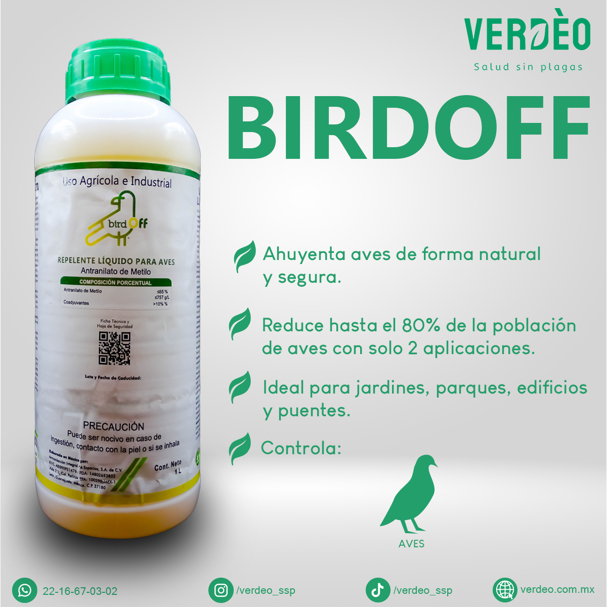 BIRDOFF REPELENTE DE AVES 1 LT BUY GREEN