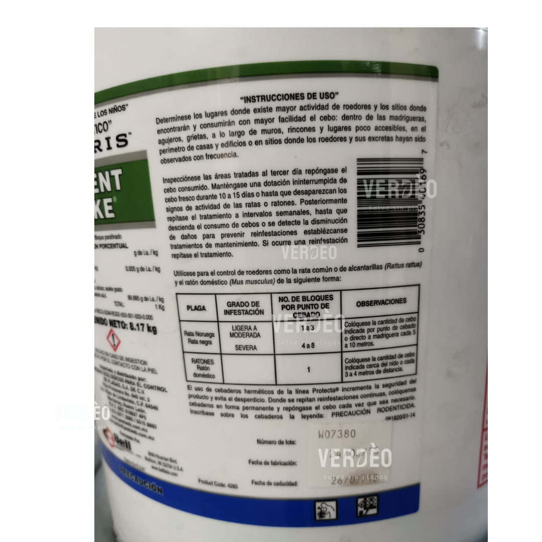 RODENT CAKE DOMESTICO 8.17 KG DIFACINONA BELL LABORATORIES