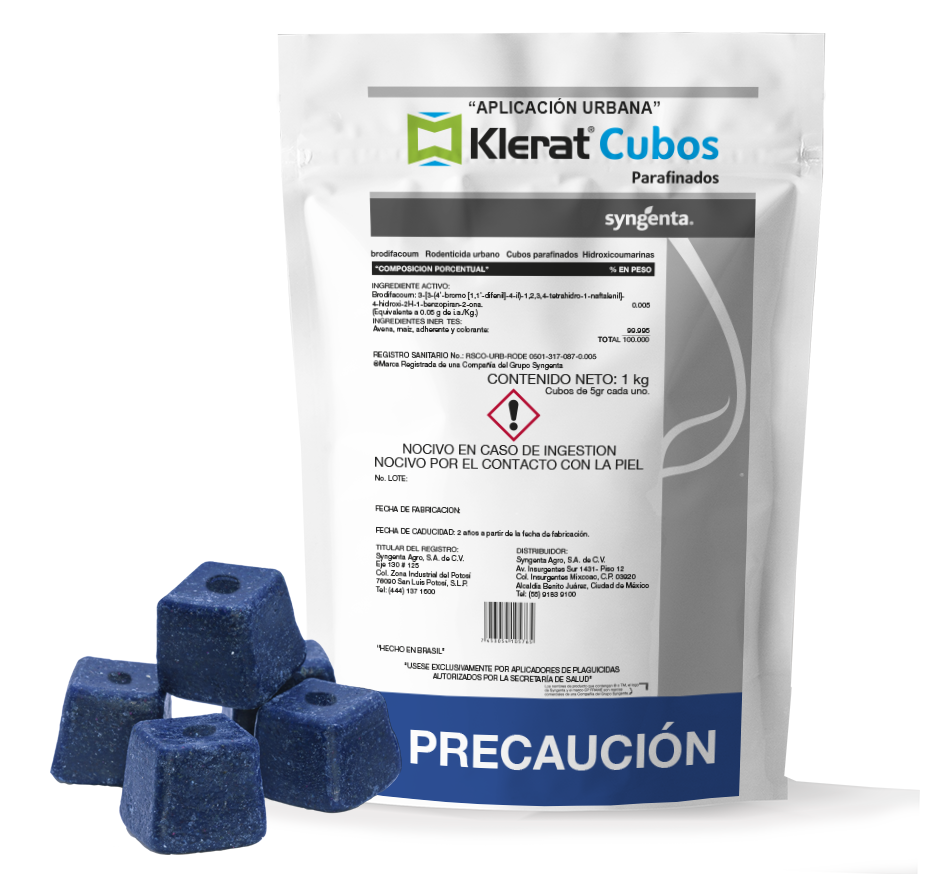 Klerat Cubos parafinados 1 kg Syngenta Brodifacum 0.005%